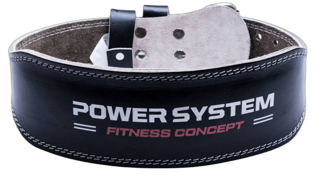 PowerSystem kožený fitness opasek Power Black černý